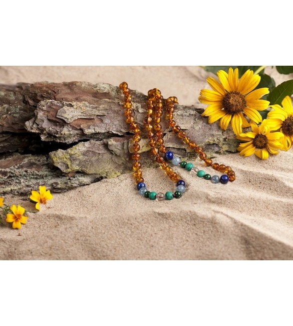 Amber teething necklace - Gemstone - Honey color
